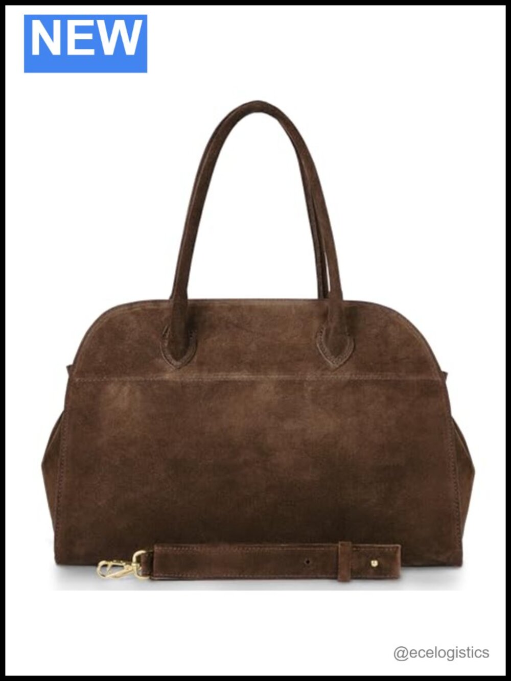 Genuine Suede Leather Top-Handle Satchel Handbag with Adjustable Strap
